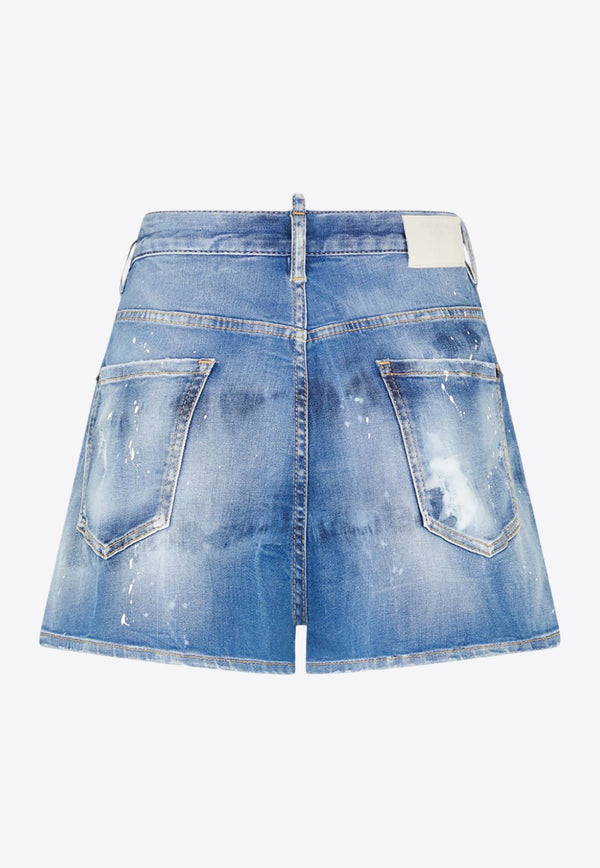 Medium Worn Out Booty Wash Denim Shorts