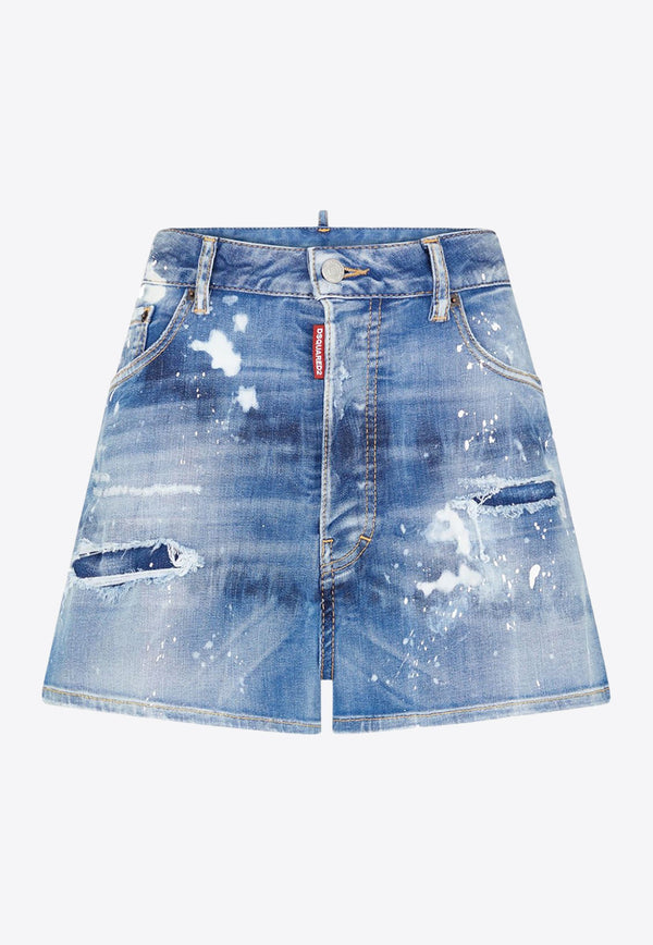 Medium Worn Out Booty Wash Denim Shorts