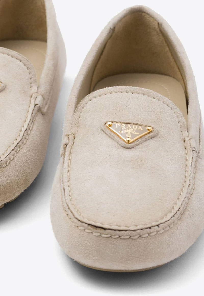 Triangle Logo Suede Loafers