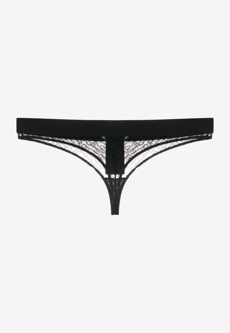 Logo Waistband Lace Thong