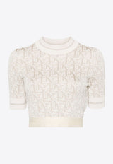 Monogram Jacquard Knitted Cropped Top
