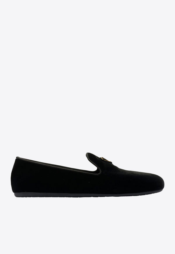 Triangle Logo Velvet Loafers