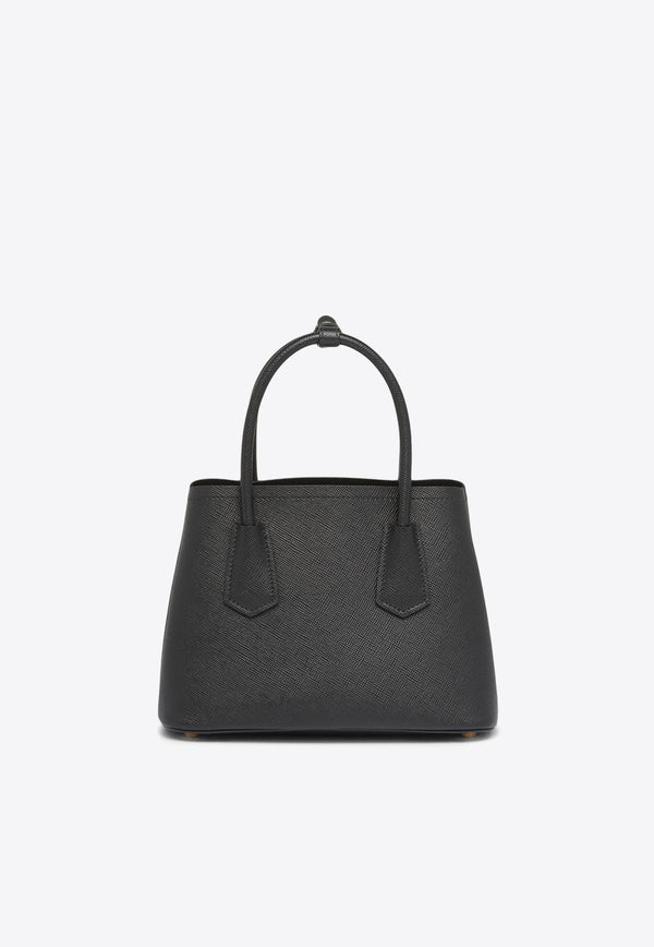 Double Saffiano Leather Logo Tote Bag