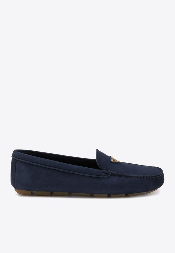 Triangle Logo Suede Loafers