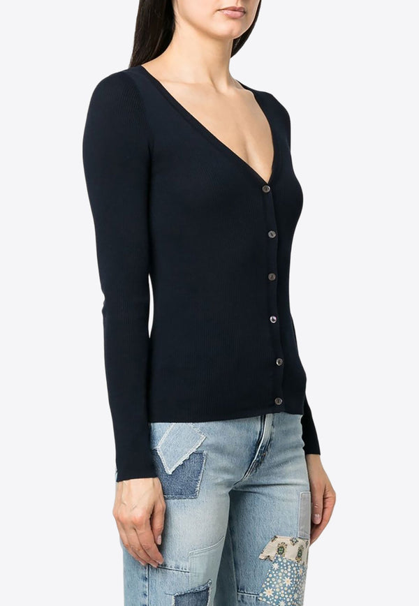 V-neck Ribbed Knit Cardigan