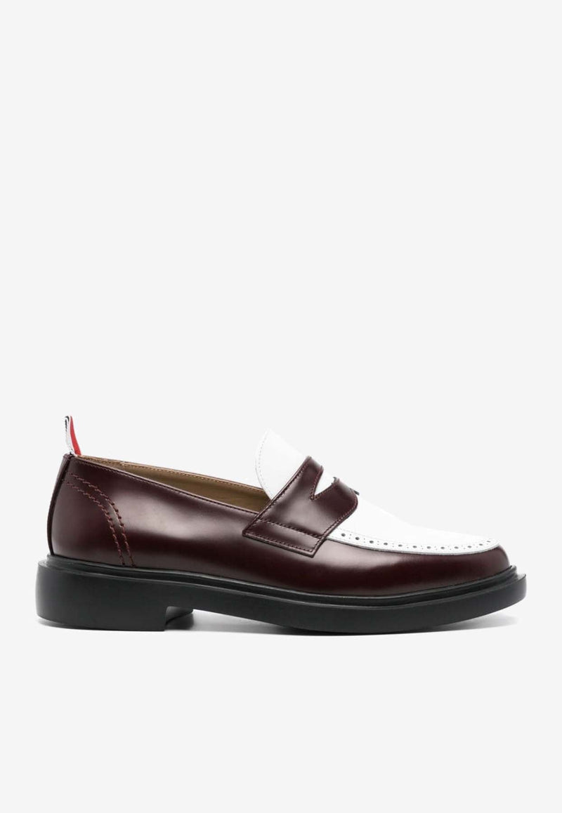 Colorblocked Calf Leather Penny Loafers