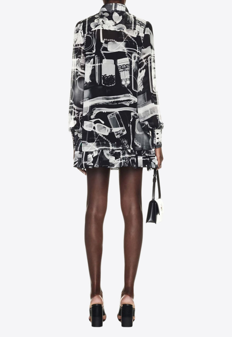 X-ray Print Mini Shirt Dress