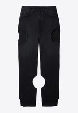 Meteor Cut-Out Straight-Leg Jeans
