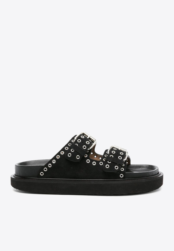 Lennyo Eyelet Embellished Suede Sandals