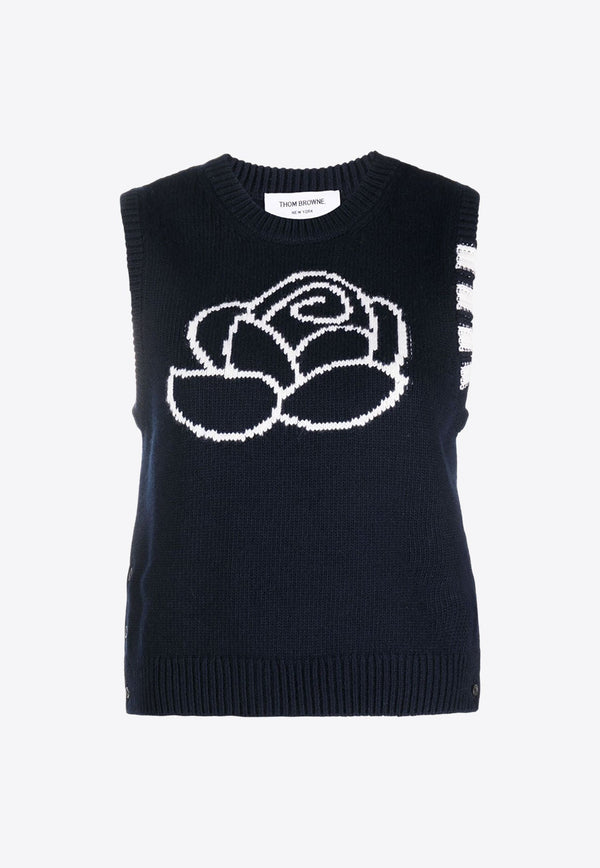 Floral Intarsia Knitted Top