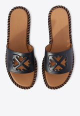 Twist Arrow Cut-Out Leather Slides