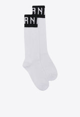 Logo Intarsia Lurex Ribbed Socks