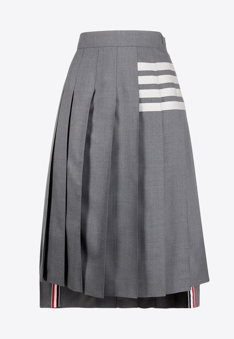 4-bar Stripes Midi Pleated Skirt