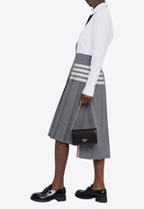 4-bar Stripes Midi Pleated Skirt