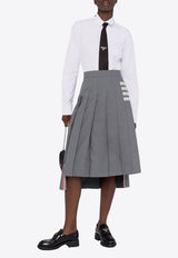 4-bar Stripes Midi Pleated Skirt