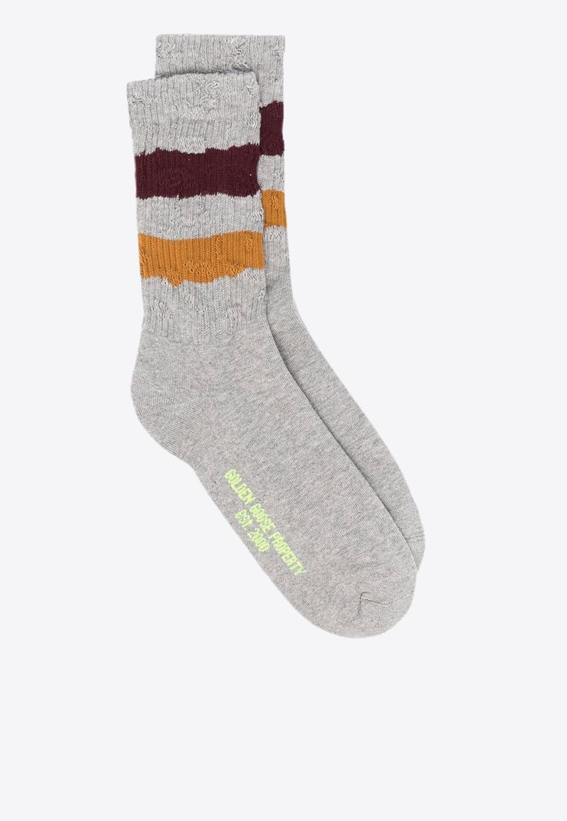 Stripe-Detail Ribbed Knit Socks