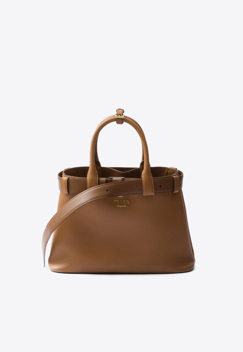 Medium Logo Leather Top Handle Bag