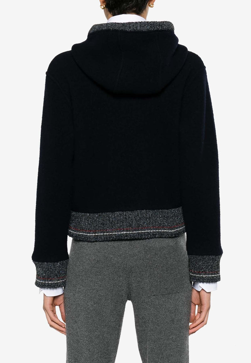 Zip-Up Wool Fleece Hooded Sweatshirt