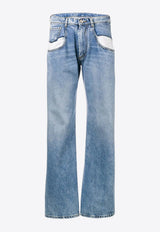 Contrast Pocket Straight-Leg Jeans