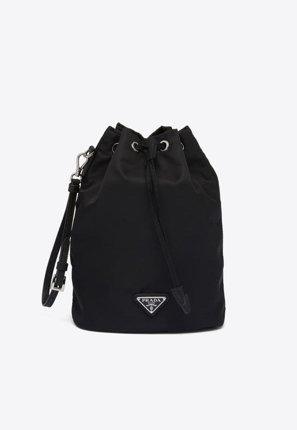 Re-Nylon Logo Plaque Pouch Bag