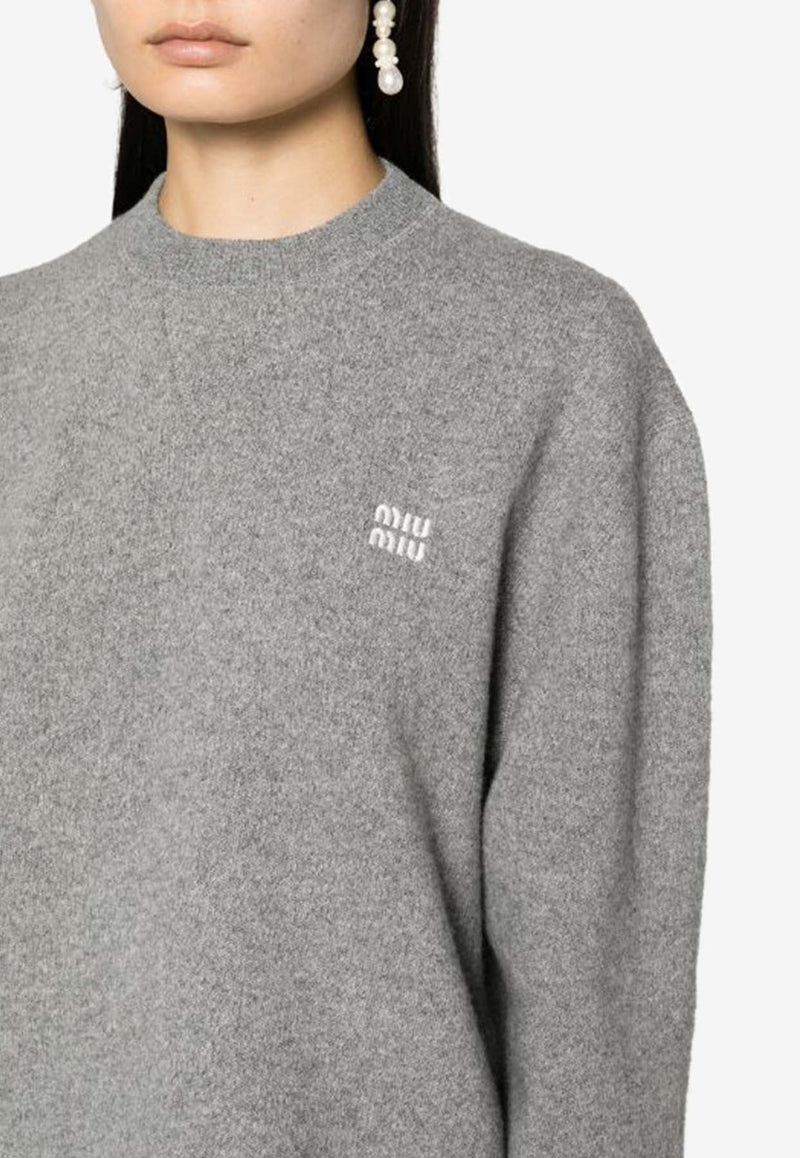 Logo Embroidered Wool Blend Sweater