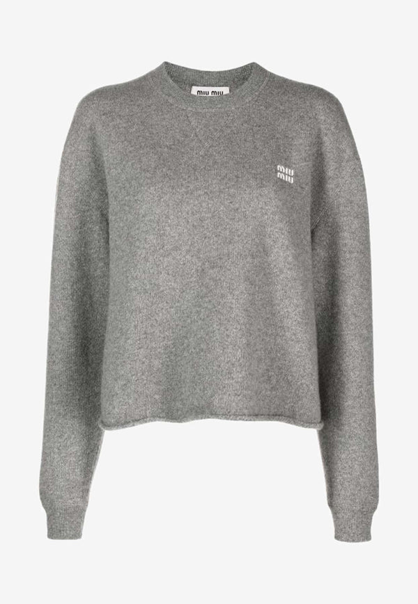 Logo Embroidered Wool Blend Sweater