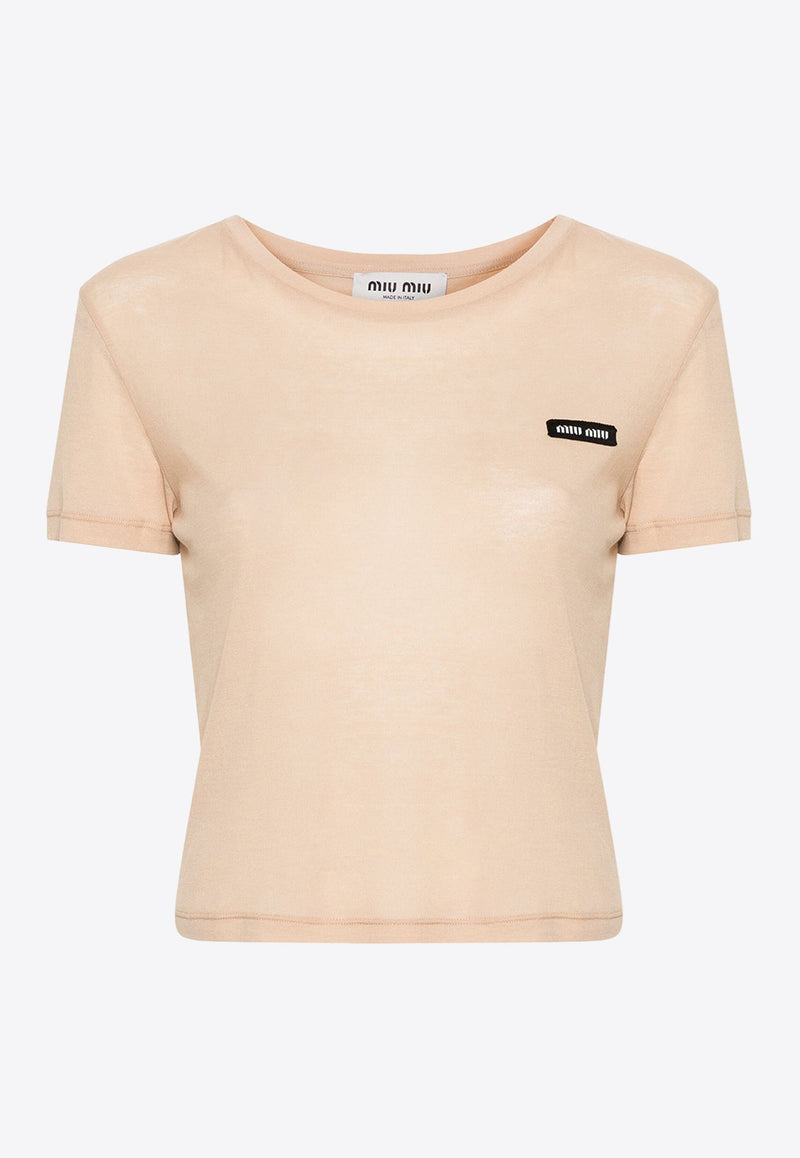 Logo Patch Sheer Cropped T-shirt