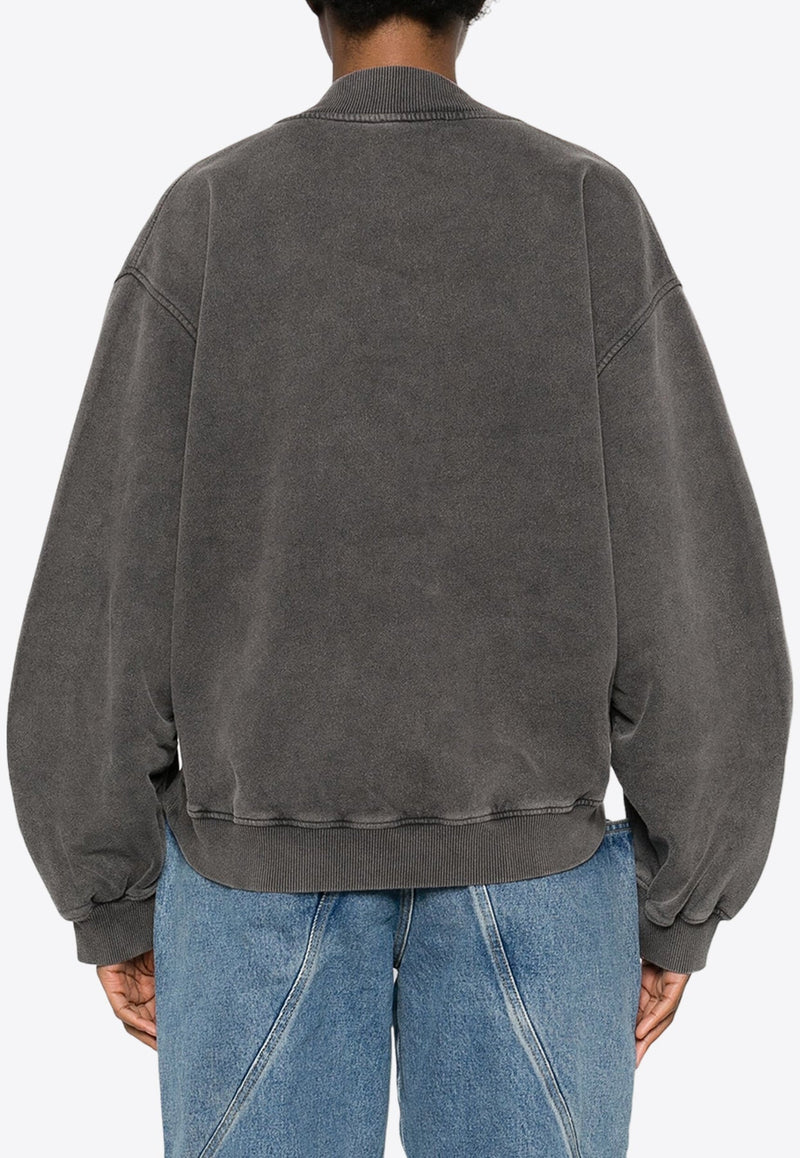 V-neck Faded Cropped Sweatshirt