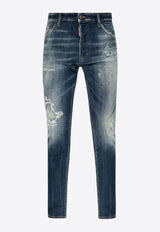 Distressed Slim-Cut Jeans