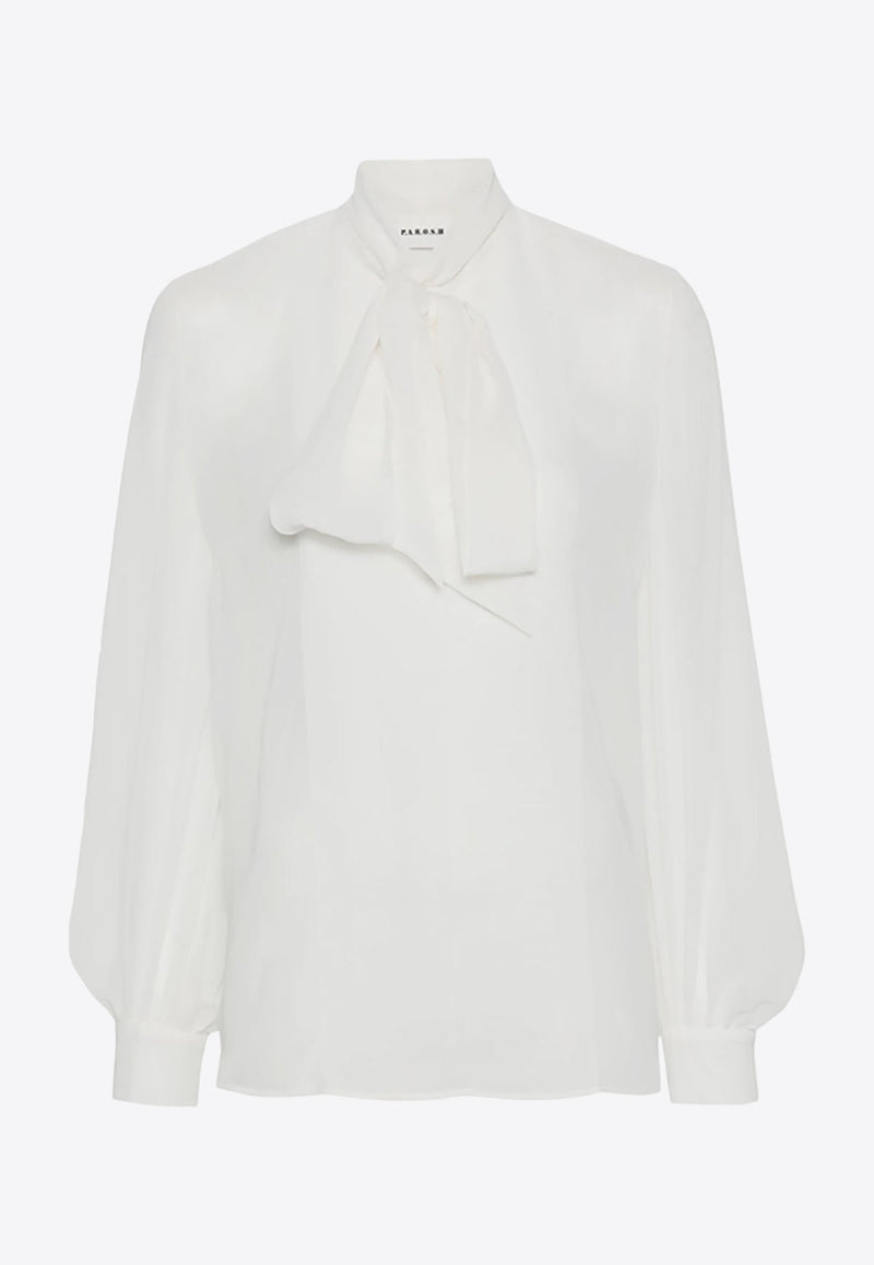 Polidori Tied-Neck Sheer Blouse