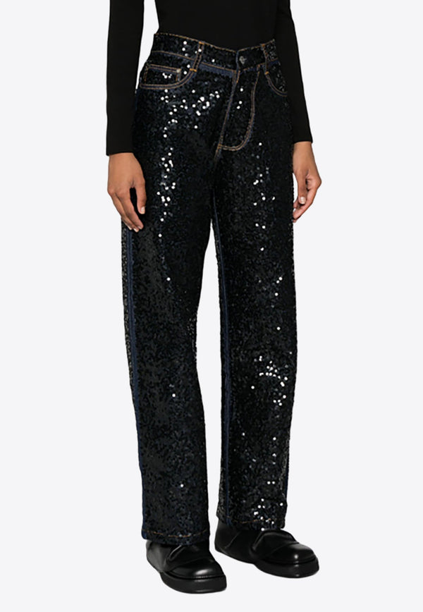 Guff Sequined Straight Jeans