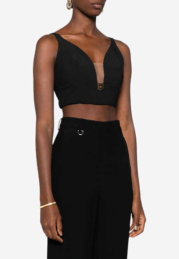 V-neck Crepe Cropped Top