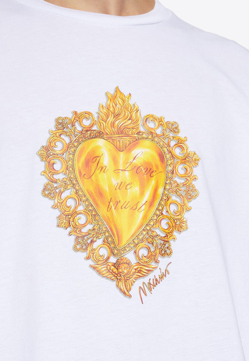 Heart Print Crewneck T-shirt