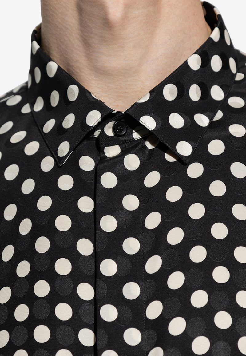 Polka Dot Long-Sleeved Silk Shirt