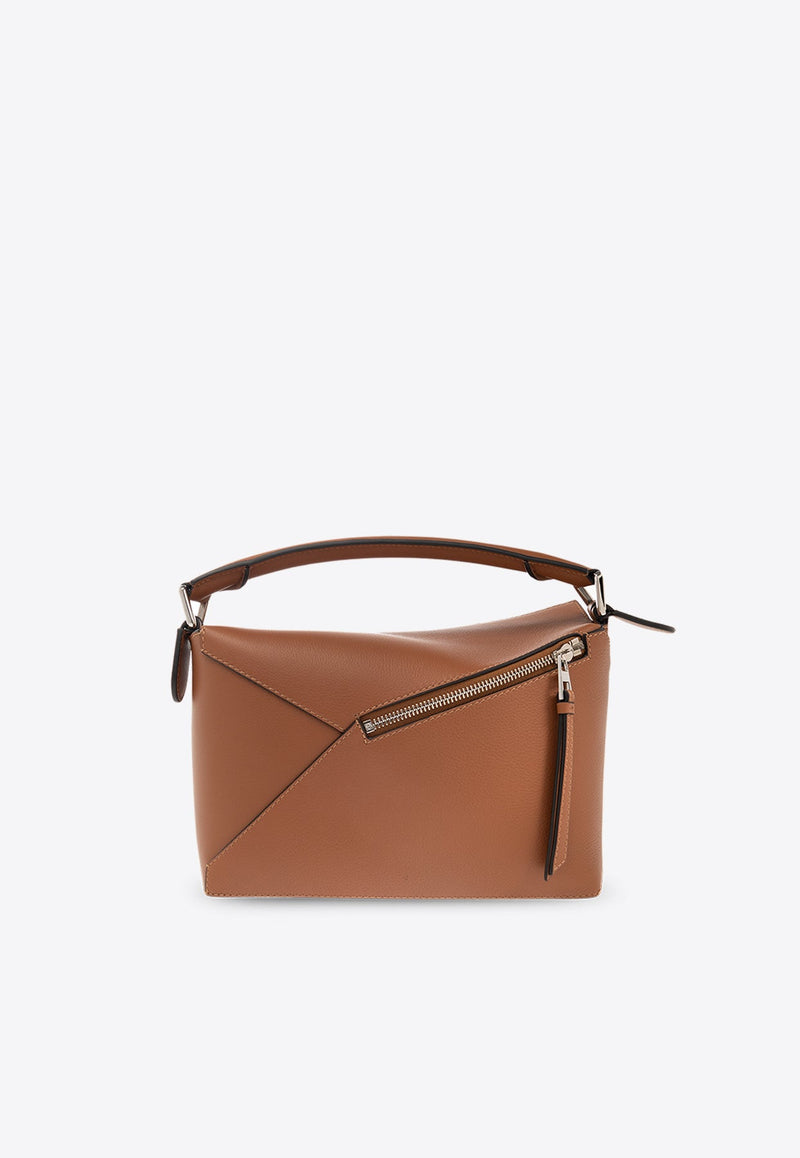 Small Puzzle Leather Top Handle Bag