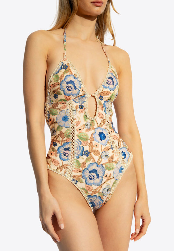 Junie Crochet-Trimmed One-Piece Floral Swimsuit