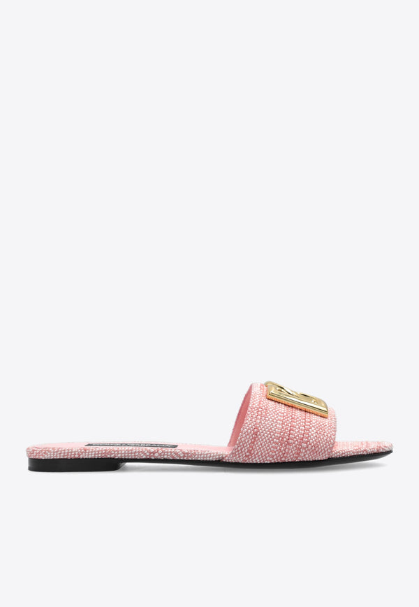 Bianca DG Logo Raffia Flat Sandals