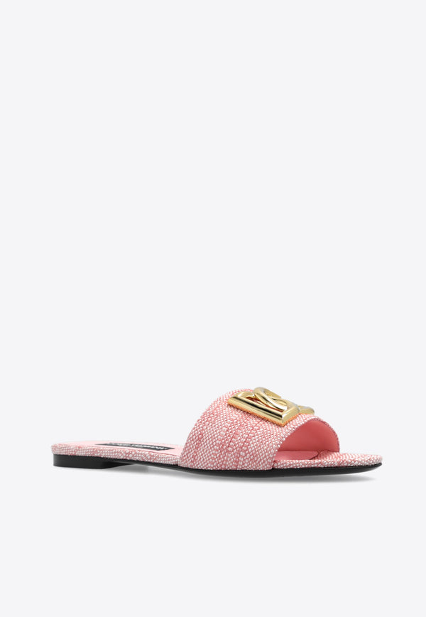 Bianca DG Logo Raffia Flat Sandals