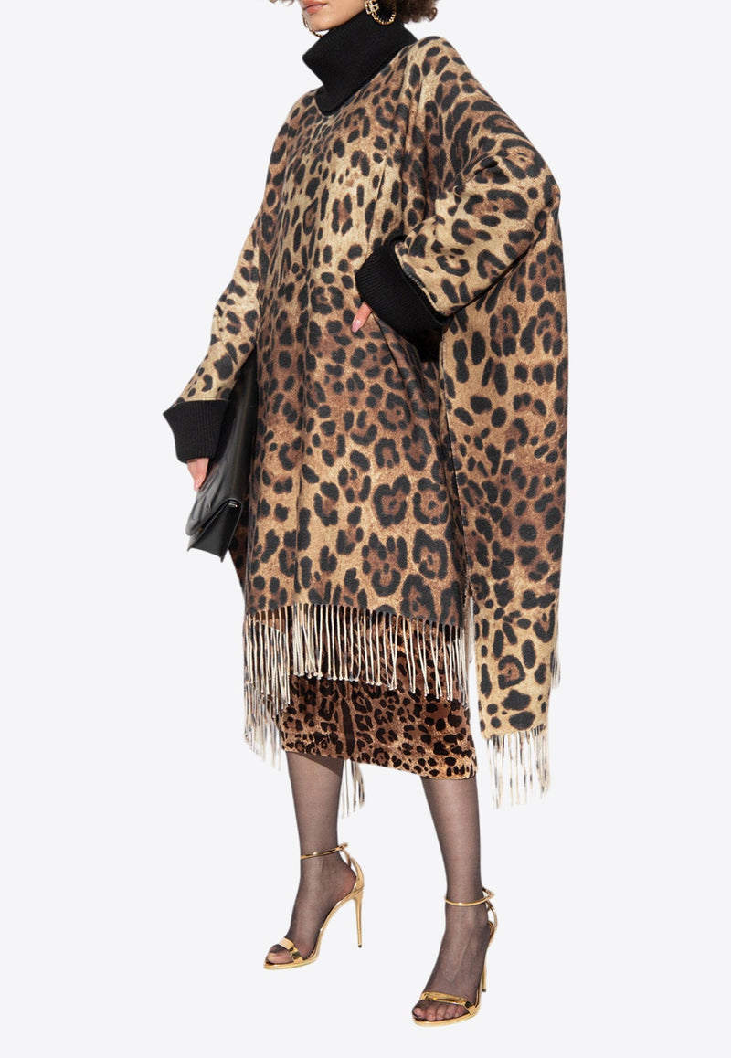 Leopard Print Sleeved Poncho