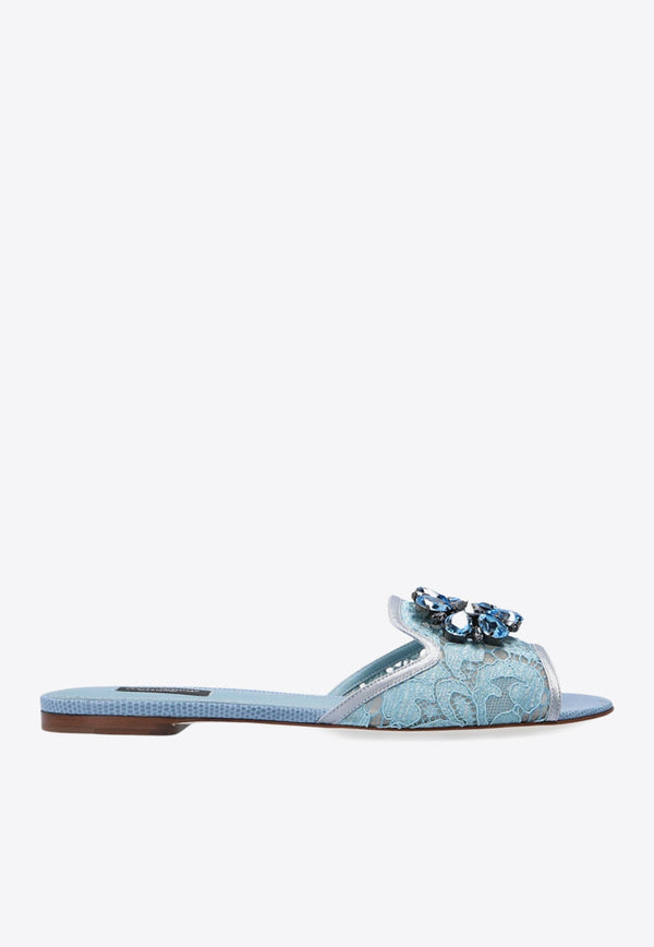 Bianca Embellished Lace Flat Sandals