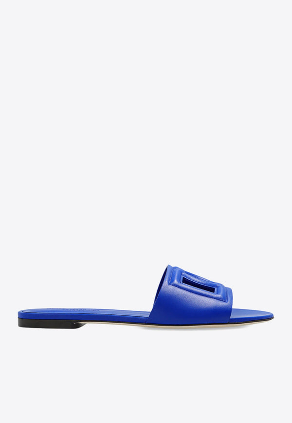 Bianca DG Logo Flat Sandals in Calf Leather