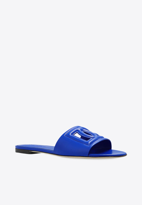 Bianca DG Logo Flat Sandals in Calf Leather