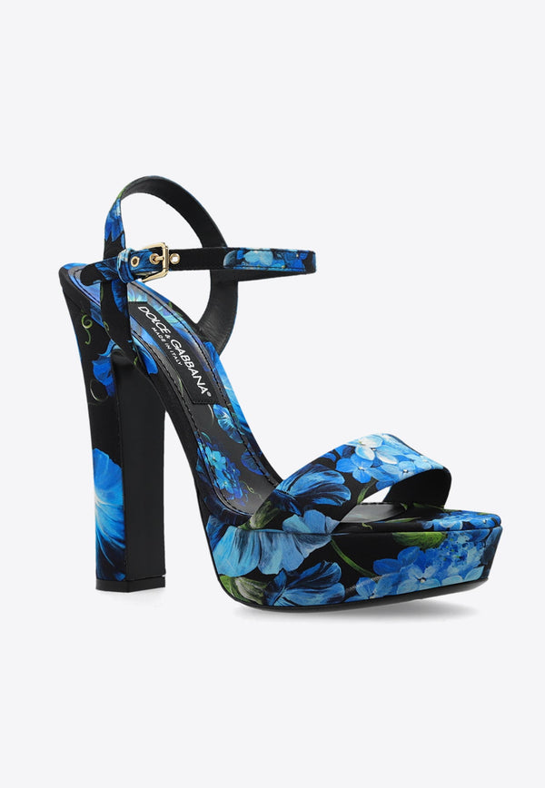 105 Bluebell Print Platform Sandals