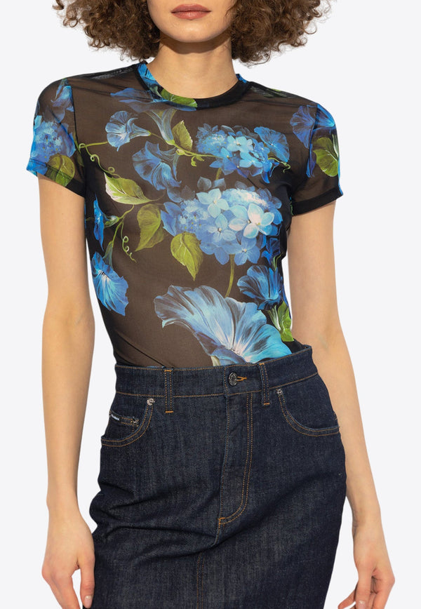 Floral Print Crewneck T-shirt