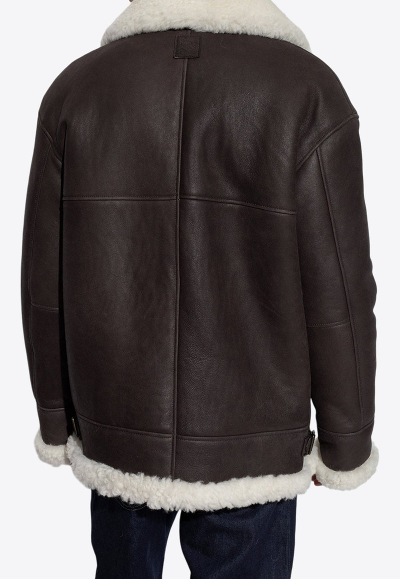 Shearling-Trimmed Leather Jacket