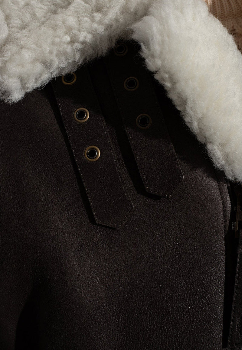 Shearling-Trimmed Leather Jacket