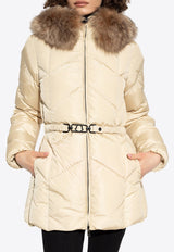 Loriot Fur-Trimmed Belted Down Jacket