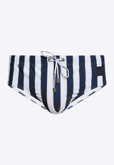 Logo Striped Swimming Briefs