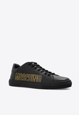 Logo Debossed Leather Sneakers