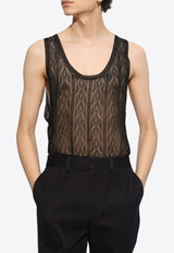 Openwork Silk Sleeveless T-shirt